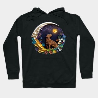 Chocolate Brown Labrador Retriever Dog in Space Full Moon Glowing Planets Stars Art Hoodie